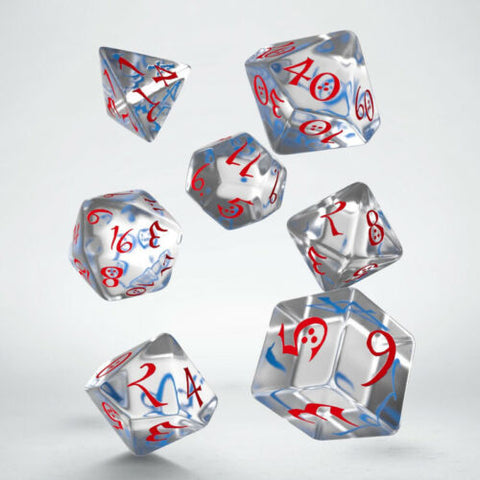 Classic Rpg Dice Set Translucent Blue And Red Role Playing Games Q-Workshop NEW