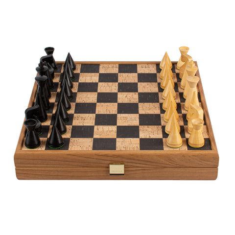 Natural cork Chessboard with wooden Box & elegant Chessmen
