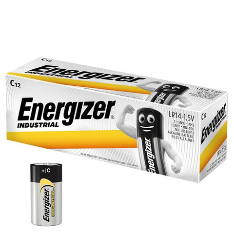 12 Energizer C Alkaline Lr14 Batteries 1.5V Industrial Baby R14 Mn1400 Am2 E93