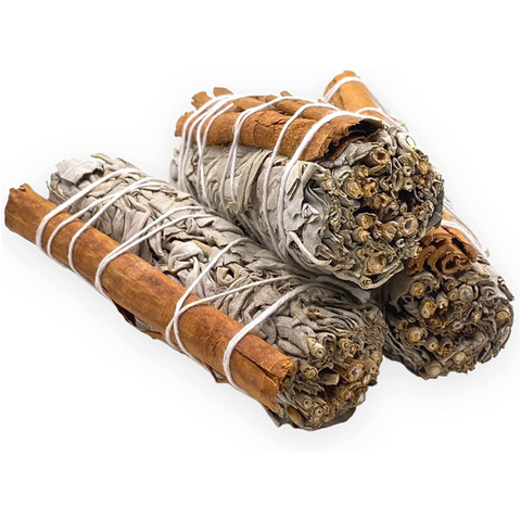 Smudge Stick - White Sage & Cinnamon Spiritually Cleansing Ancient Wisdom NEW