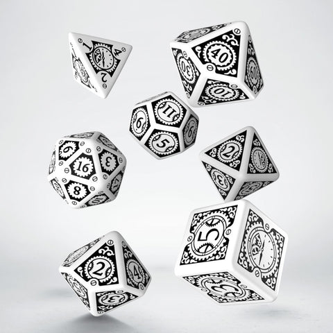 Steampunk Clockwork White And Black Dice Set Role Playing Games Q-Workshop NEW