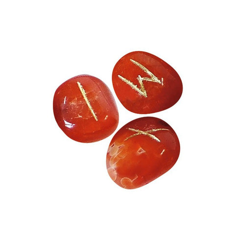 Red Carnelian Runes Natural Stone Esoteric Meditation With Bag Lo Scarabeo NEW