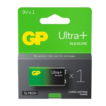 Gp Ultra+ Alkaline G-Tech 6Lr61 9V Battery Long Lasting Power Blister Exp 2028