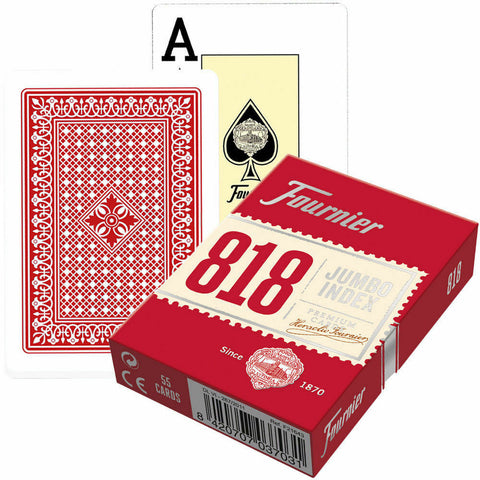 6 Fournier 818 Poker Plastic Coated Playing Cards Decks 3 Red 3 Blue Jumbo NEW