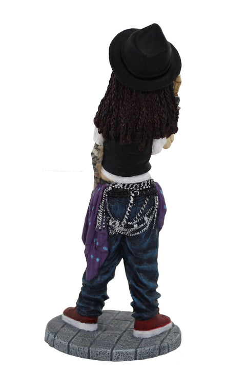 Hip Hop Skeleton Figurine Statue, Hand-Painted Resin, 7x7x16cm, Made in Italy