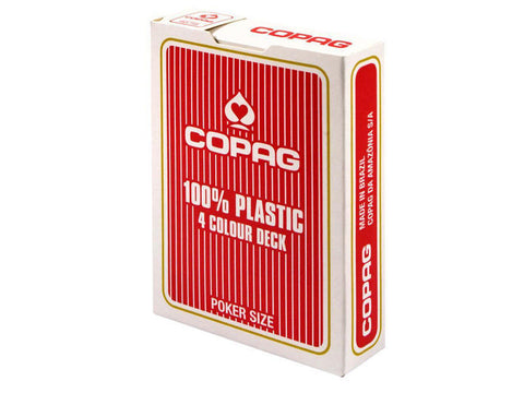 2 Decks Of Copag 4 Colour 100% Plastic Jumbo Index Poker Cards 1 Red 1 Blue NEW