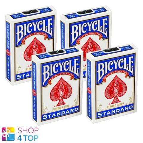 4 Decks Bicycle Double Back No Face Cards Blue Red Magic Tricks Original NEW