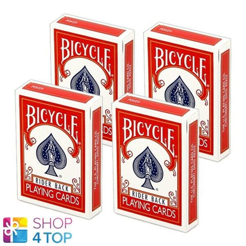 4 Decks Bicycle Rider Red Double Back No Face Magic Tricks Cards NEW