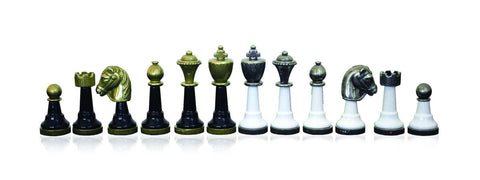 Italfama Metal/Wood Chess Pieces Set Black/White Gold/Silver Plated 7.5 cm Italy