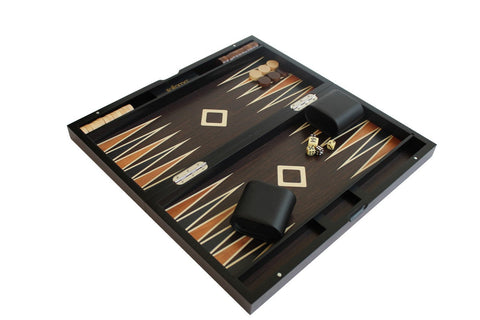 Italfama Handmade Mahogany Chess Set, Folding Board w/ Checkers & Backgammon