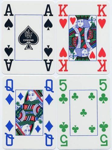2 Decks Of Copag 4 Colour 100% Plastic Jumbo Index Poker Cards 1 Red 1 Blue NEW