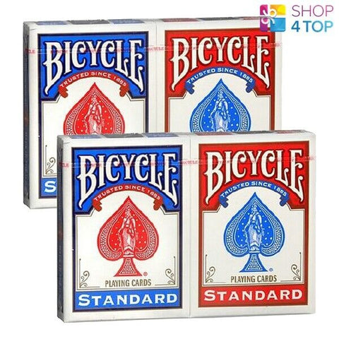 4 Decks Bicycle Rider Back Standard Index Playing Cards 2 Red 2 Blue NEW