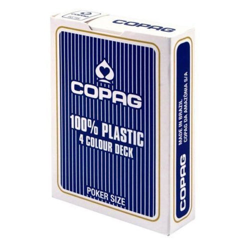 2 Decks Of Copag 4 Colour 100% Plastic Jumbo Index Poker Cards 1 Red 1 Blue NEW