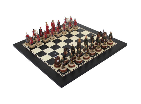 Italfama England vs Scotland Chess Set, Hand-Painted Resin, 40cm Walnut Board