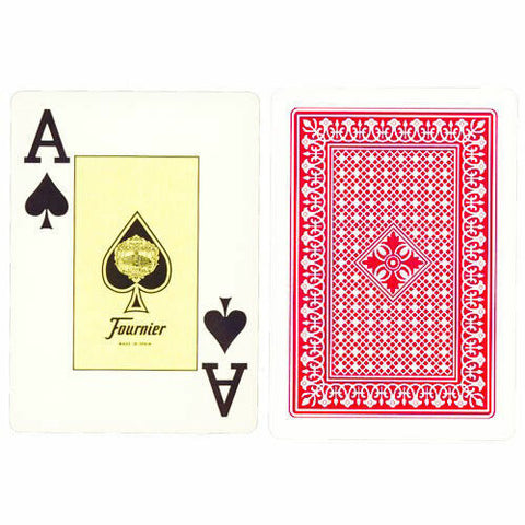 2 Fournier 818 Poker Plastic Coated Playing Cards Decks 1 Red 1 Blue Jumbo NEW