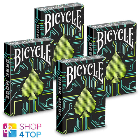 4 Dark Mode Bicycle Playing Cards Deck Magic Tricks Poker Games Black NEW