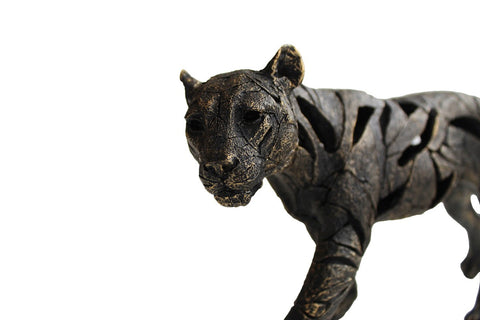 Modern Bronze Panther Sculpture, Resin, 44x10x18 cm, Handmade Italy Italfama