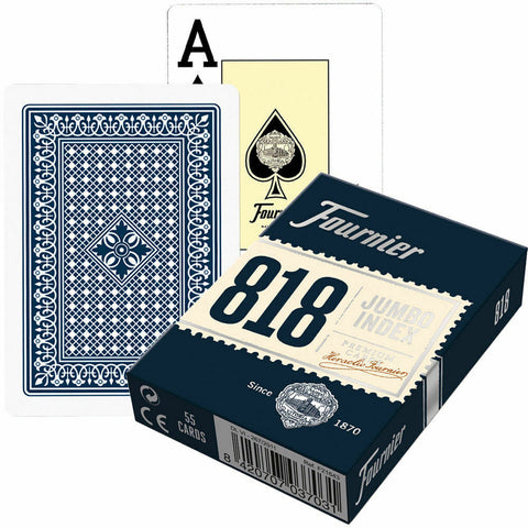 6 Fournier 818 Poker Plastic Coated Playing Cards Decks 3 Red 3 Blue Jumbo NEW