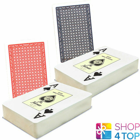2 Deck Fournier 2826 Bridge 100% Plastic Casino Poker Cards Jumbo 1 Blue 1 Red
