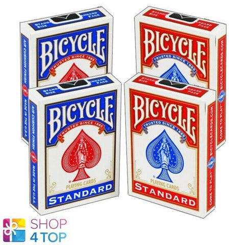 4 Decks Bicycle Rider Back No Face Blank 2 Red 2 Blue Magic Tricks Cards NEW