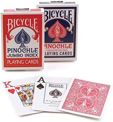 4 Decks Bicycle Pinochle Blue And Red Playing Cards Deck Jumbo Index USpcc NEW