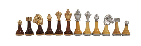 Italfama Gold & Silver Metal/Wood Chess Pieces Set, Made in Italy, King 7.5cm