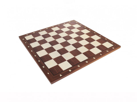 Italfama Walnut Maple Chess Board 42cm, 4.5cm Squares, Notation Handmade Italian