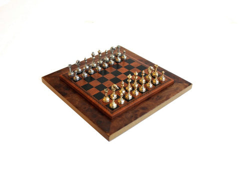 Italfama Gold & Silver Plated Metal Chess Set, 18x18cm Wood Board, Made in Italy