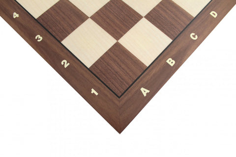 Italfama Walnut Maple Chess Board 42cm, 4.5cm Squares, Notation Handmade Italian