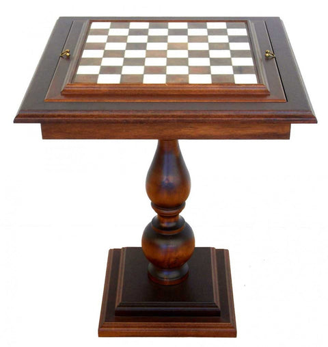 Italfama Marble Chess Table Set, Gold/Silver Plated Metal & Wood, Handmade