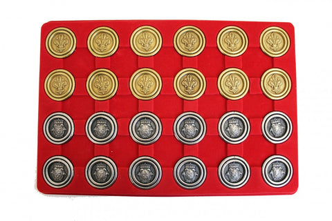 Italfama Metal Checkers Set, Florentine Gold/Silver, 4.5cm, 24 Pieces