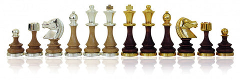 Italfama Marble Chess Table Set, Gold/Silver Plated Metal & Wood, Handmade