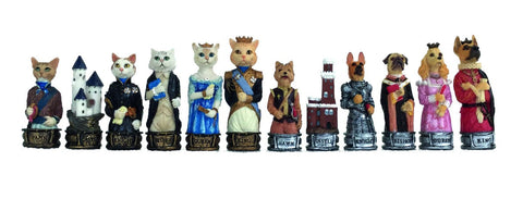 Italfama Cats vs Dogs Chess Pieces, Hand-Painted Resin, 8cm King, Made in Italy