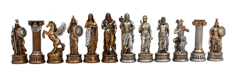 Italfama Hand-Painted Greeks vs Romans Resin Chess Set, 43x43 cm Board