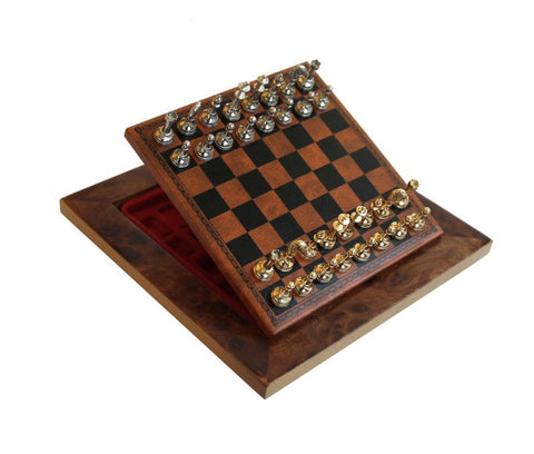 Italfama Gold & Silver Plated Metal Chess Set, 18x18cm Wood Board, Made in Italy