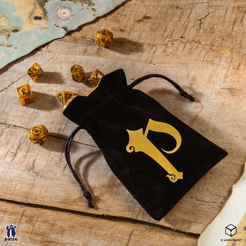 Pathfinder Black & Golden Velour Dice Bag Roleplaying Games Q-Workshop Bpat201