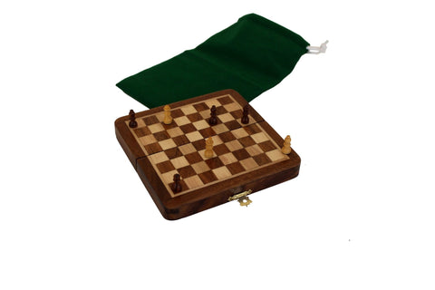 Italfama Magnetic Wooden Travel Chess Set, Folding Board 13x13cm, Italian