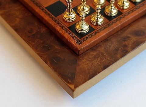 Italfama Gold & Silver Plated Metal Chess Set, 18x18cm Wood Board, Made in Italy