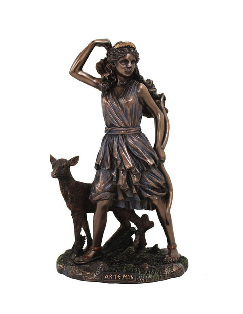 Diana Goddess of the Hunt Bronze Resin Statue 17cm, Made in Italy Italfama