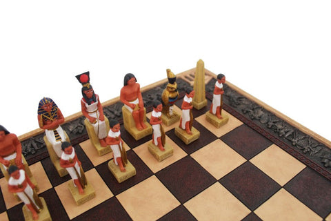 Romans vs Egyptians Hand-Painted Resin Chess Set, 43cm Board, Italfama, Italy