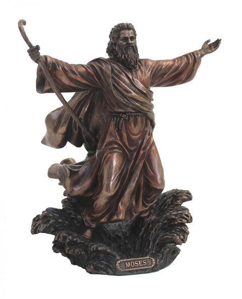 Moses Parting the Red Sea Bronze Resin Statue 23cm Handcrafted Italy Italfama