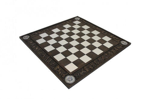 Italfama Greek Mythology Resin Chess Board 43x43 cm, Handmade in Italy