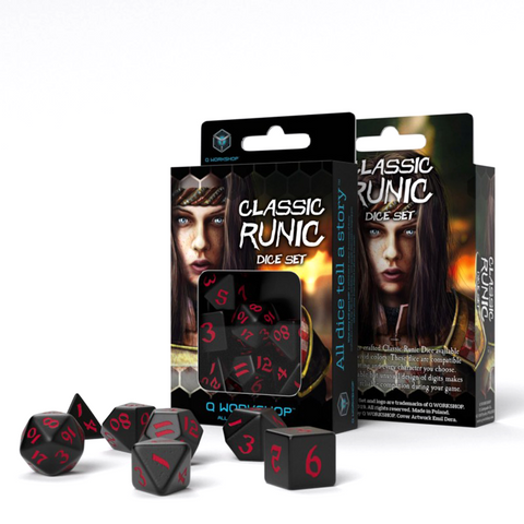 Classic Runic Black And Red Dice Set Story Role Playing Games Q-Workshop NEW