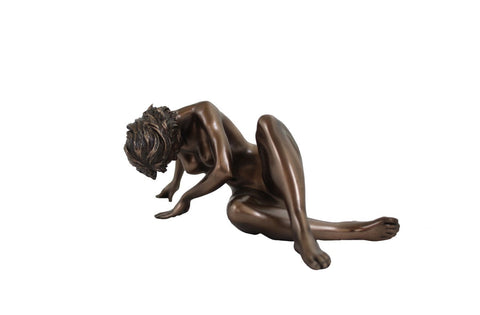 Bronze Resin Nude Woman Statue Figurine, Strength Symbol, 20x11x8cm, Italy