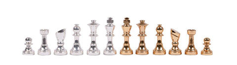Italfama Brass Chess Set Handmade Gold/Silver Plated Wood Board w/Drawer 32x32cm