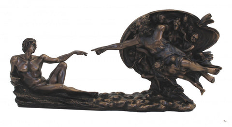 Michelangelo Creation of Adam Bronze Resin Statue, 27 cm, Made in Italy Italfama