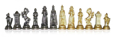 Mary Stuart Handmade Metal Chess Set with Mahogany Board, Italfama Italy