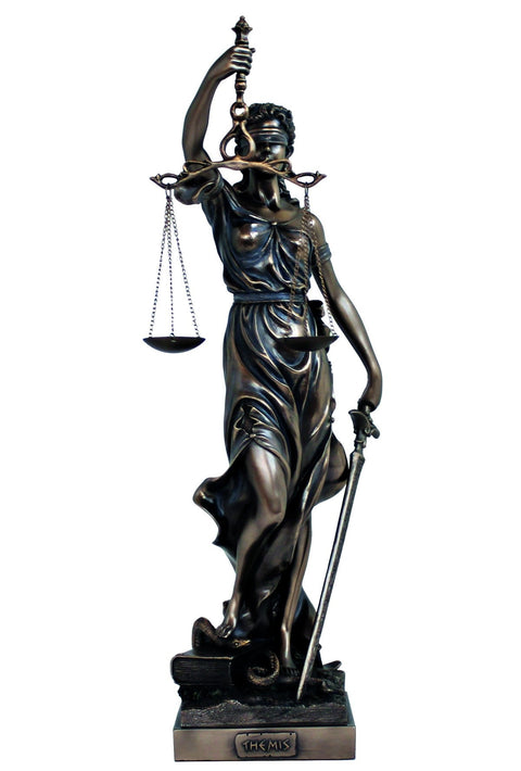 Lady Justice Statue 50cm Bronze Finish Resin, Handmade Italy Italfama