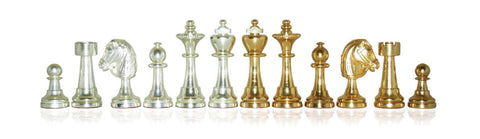 Italfama Brass Chess Pieces, Gold & Silver Plated, Handcrafted, King 7cm, Italy