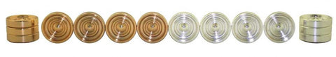 Italfama Brass Checkers Set, Gold & Silver Plated, 24 Pieces, 3cm, Italy